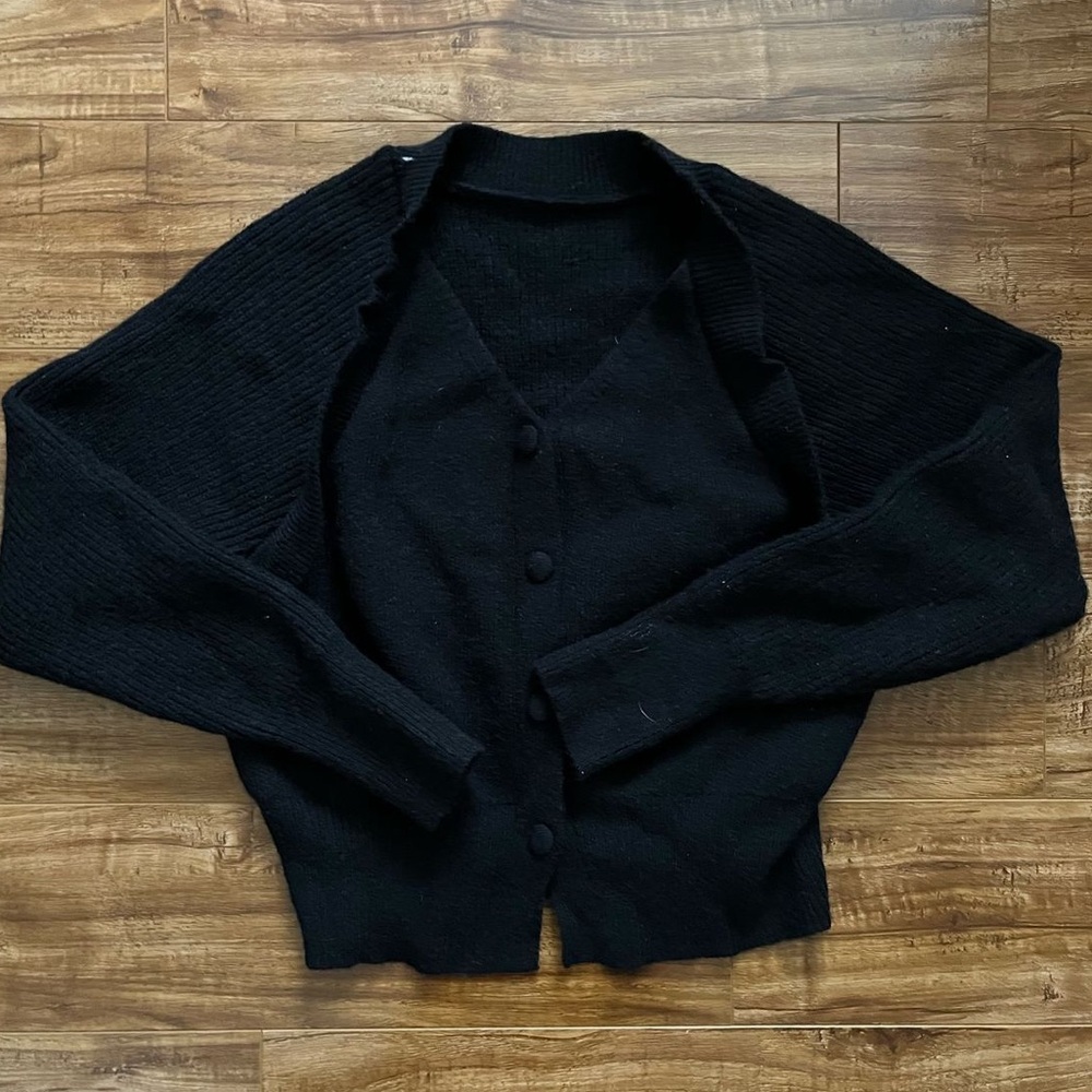 J.ing Black Knit Button Sweater